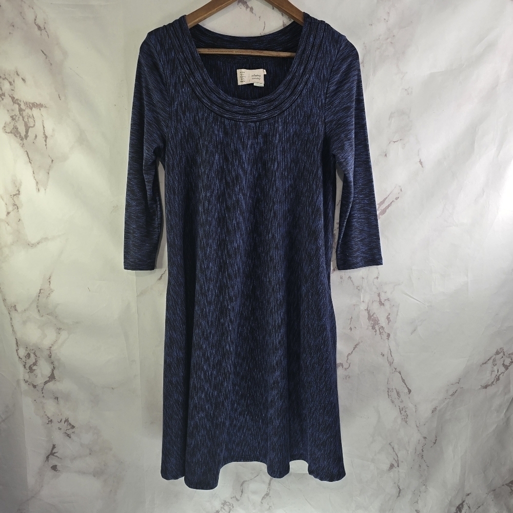 Anthropologie Dress Womens Small Blue Long Sleeve Mini Pockets Saturday Sunday
